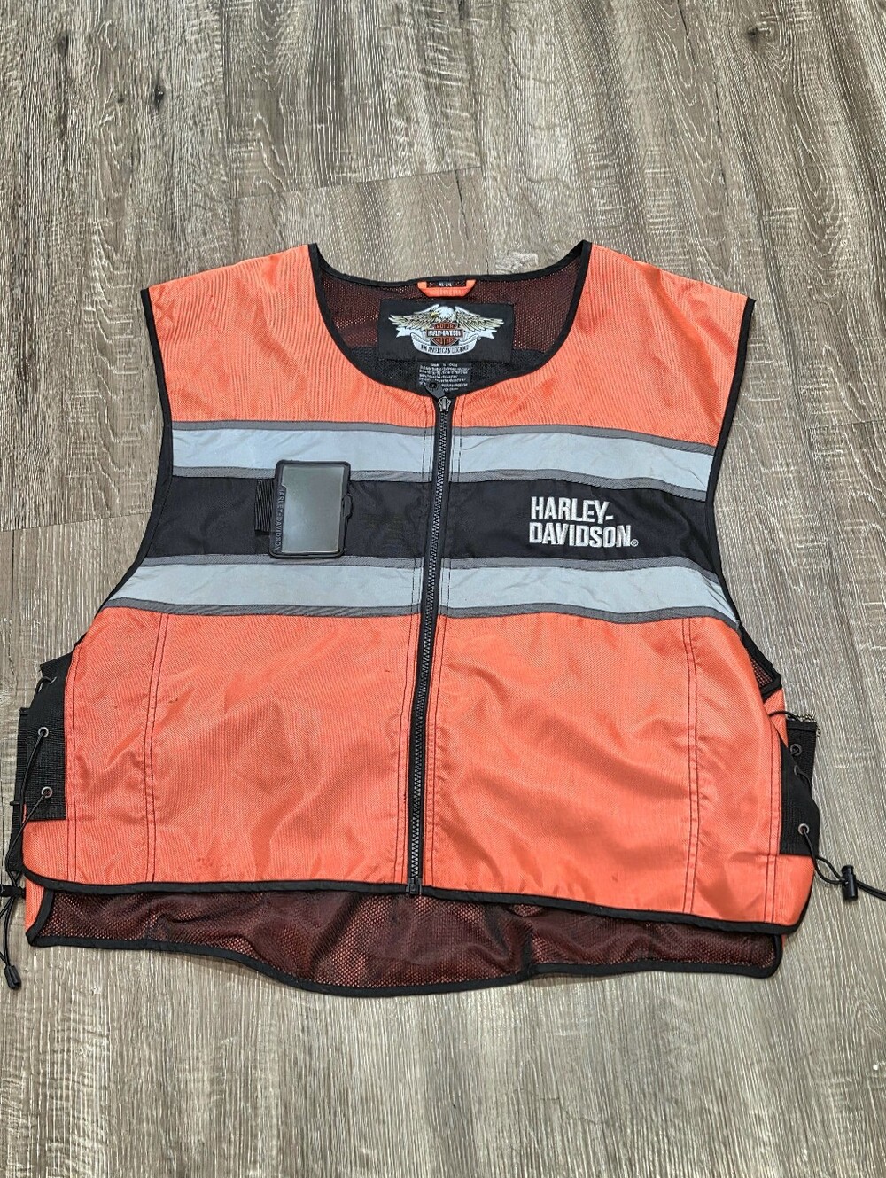 Harley-Davidson Motorcycles Men's Neon Orange Safety Reflextor Vest Size XL-3XL.